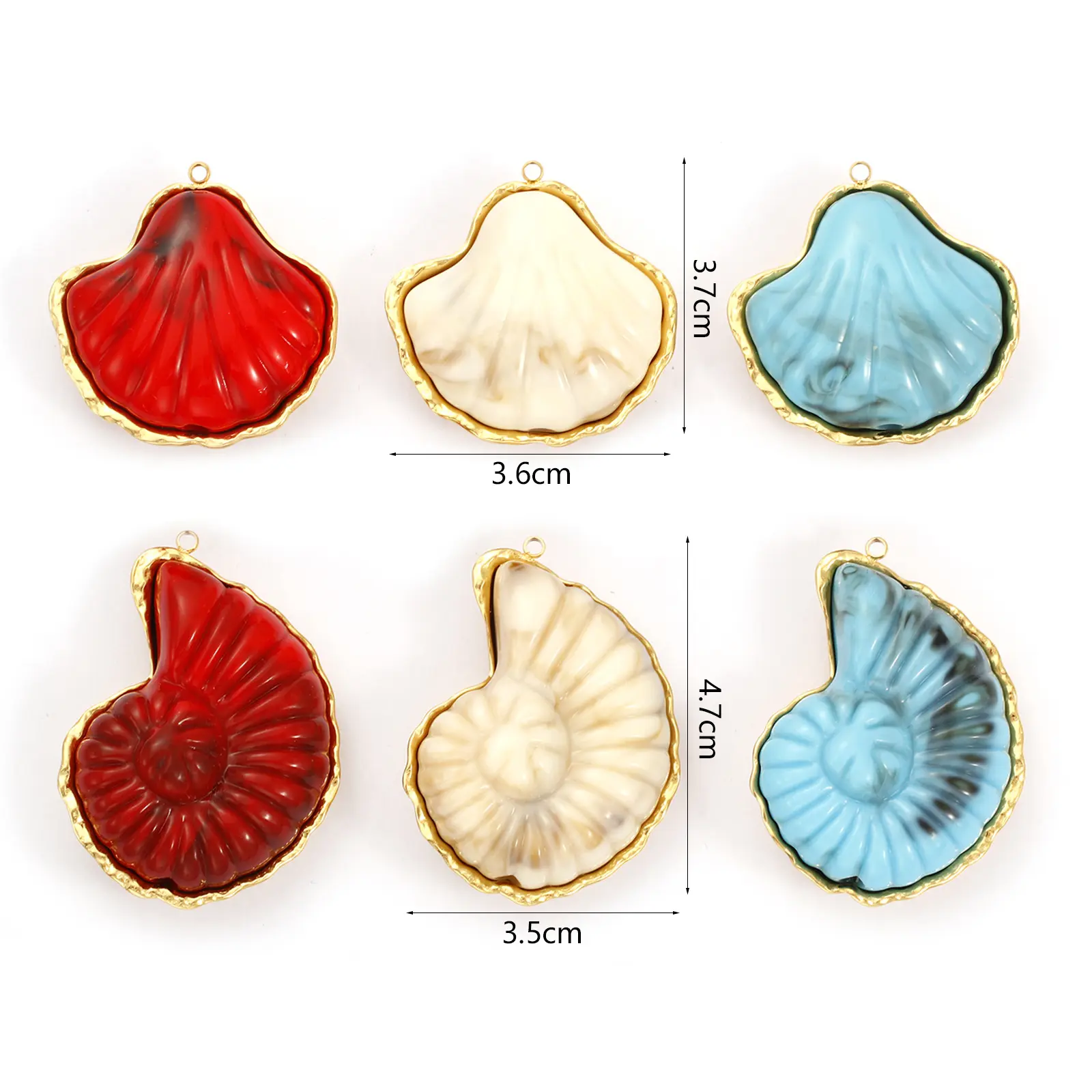 1 Piece 304 Stainless Steel Ocean Pendants 18K Gold Plated Resin Patch Shell Conch Charms For DIY Necklace Jewelry Making