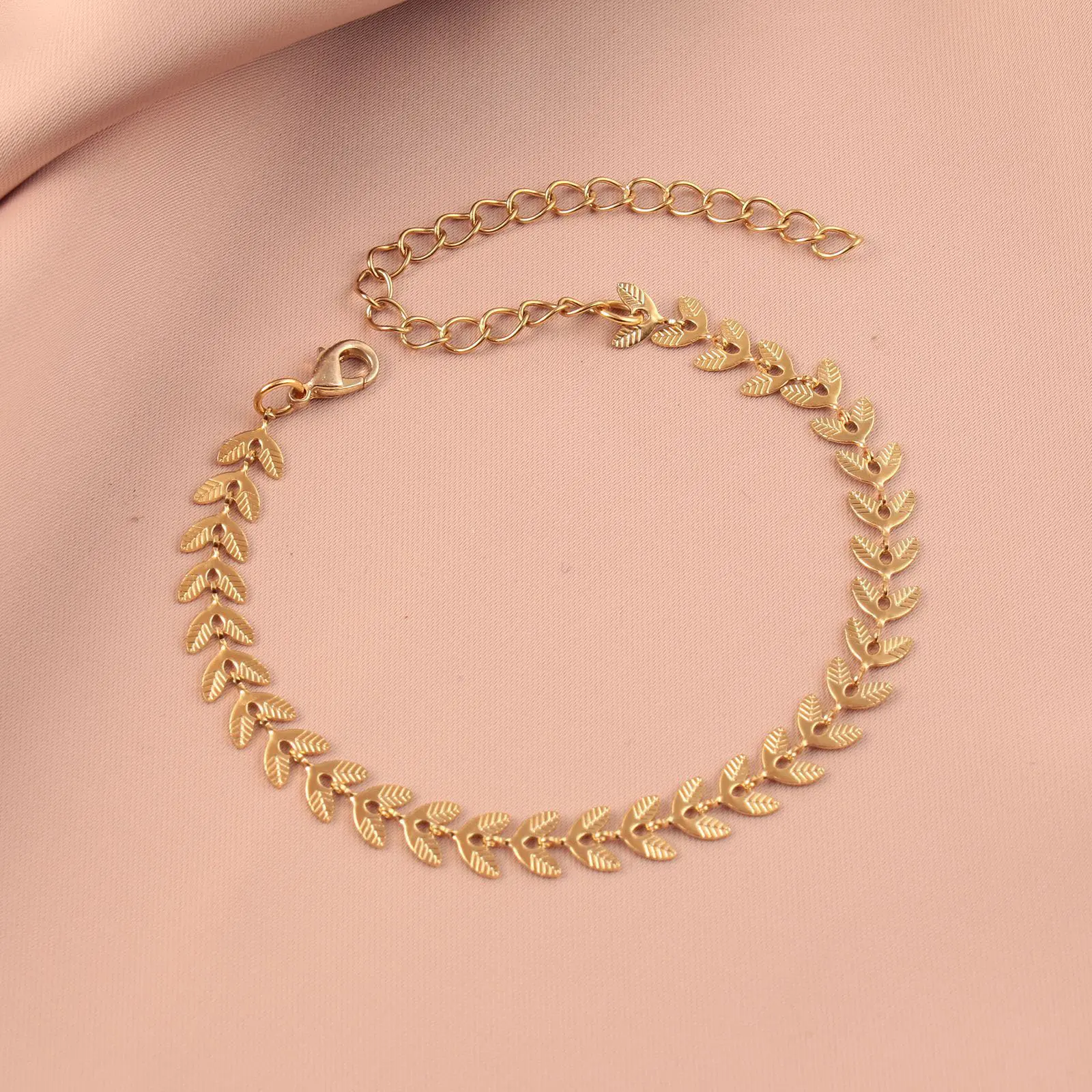 304 Stainless Steel Stylish Bracelets Gold Color Silver Color Leaf Fashion Jewelry Gift For Women Girl 16cm(6 2/8") long,1 Piece