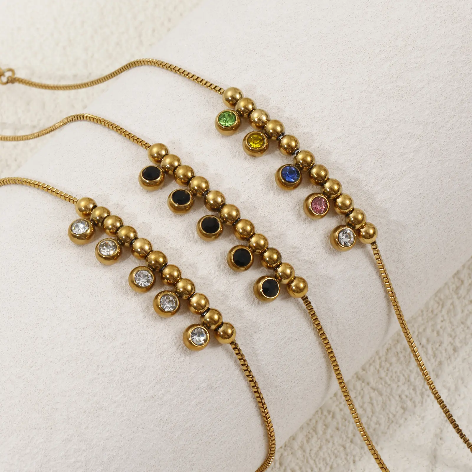 1 Piece Stylish Anklet 18K Real Gold Plated 304 Stainless Steel & Rhinestone Box Chain Charm Anklet For Women Gift 22cm long