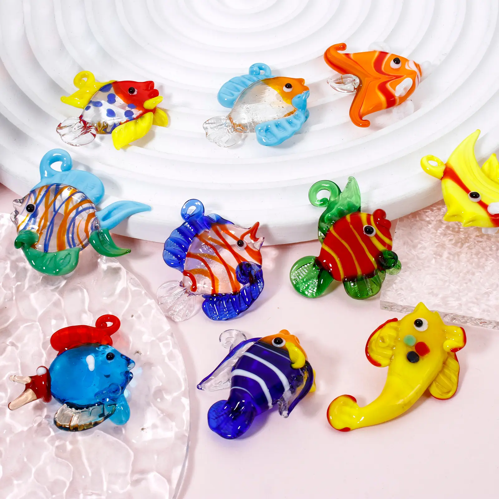 1PCs 3D Lampwork Ocean Charms For Jewelry Making Tropical Fish Animal Tiny Statue Ornaments Aquarium Decor DIY Necklace Pendant
