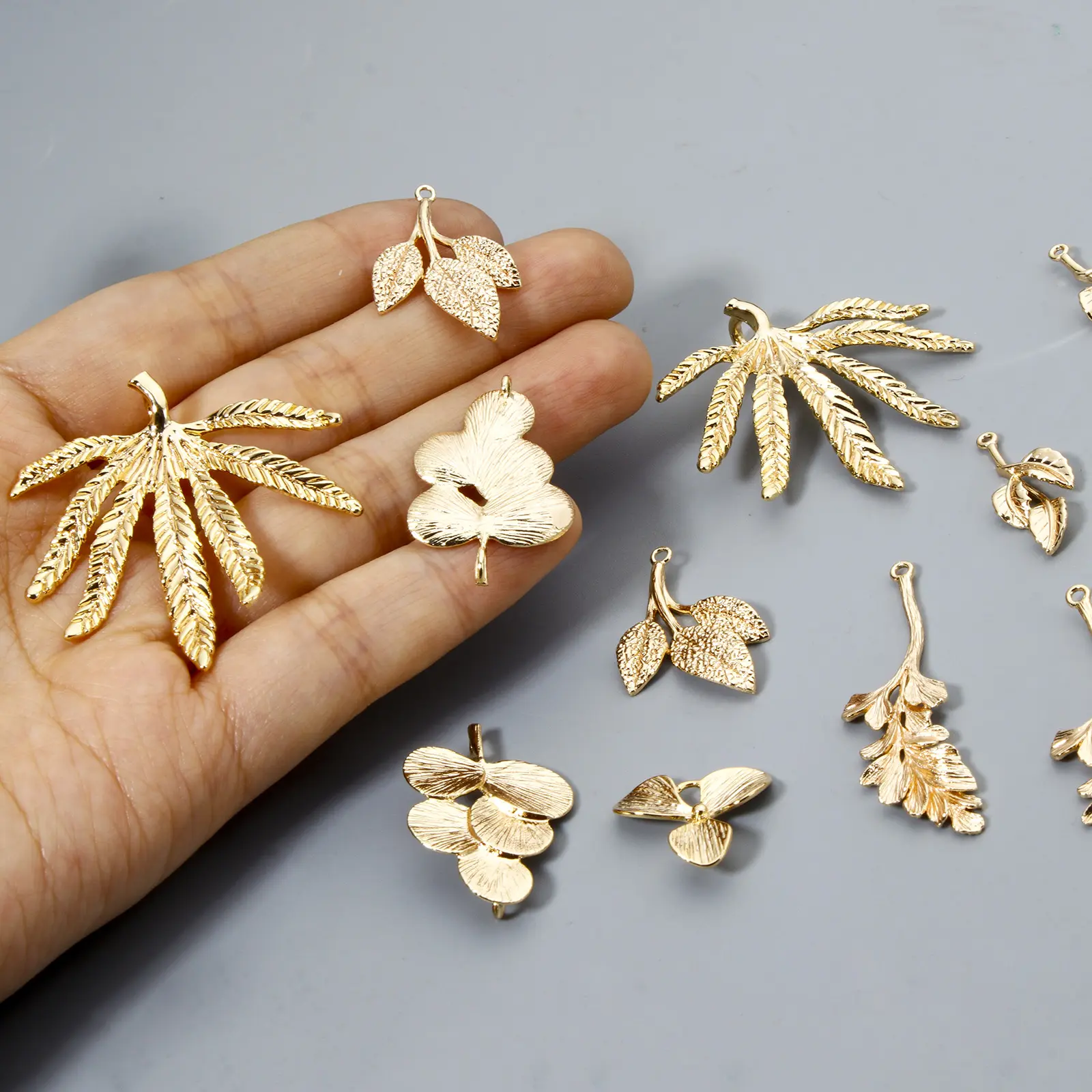 1-5 PCs Brass Plant Leaf Pendants For Jewelry Making 18K Gold Plated Earrings Charms DIY Necklace Findings