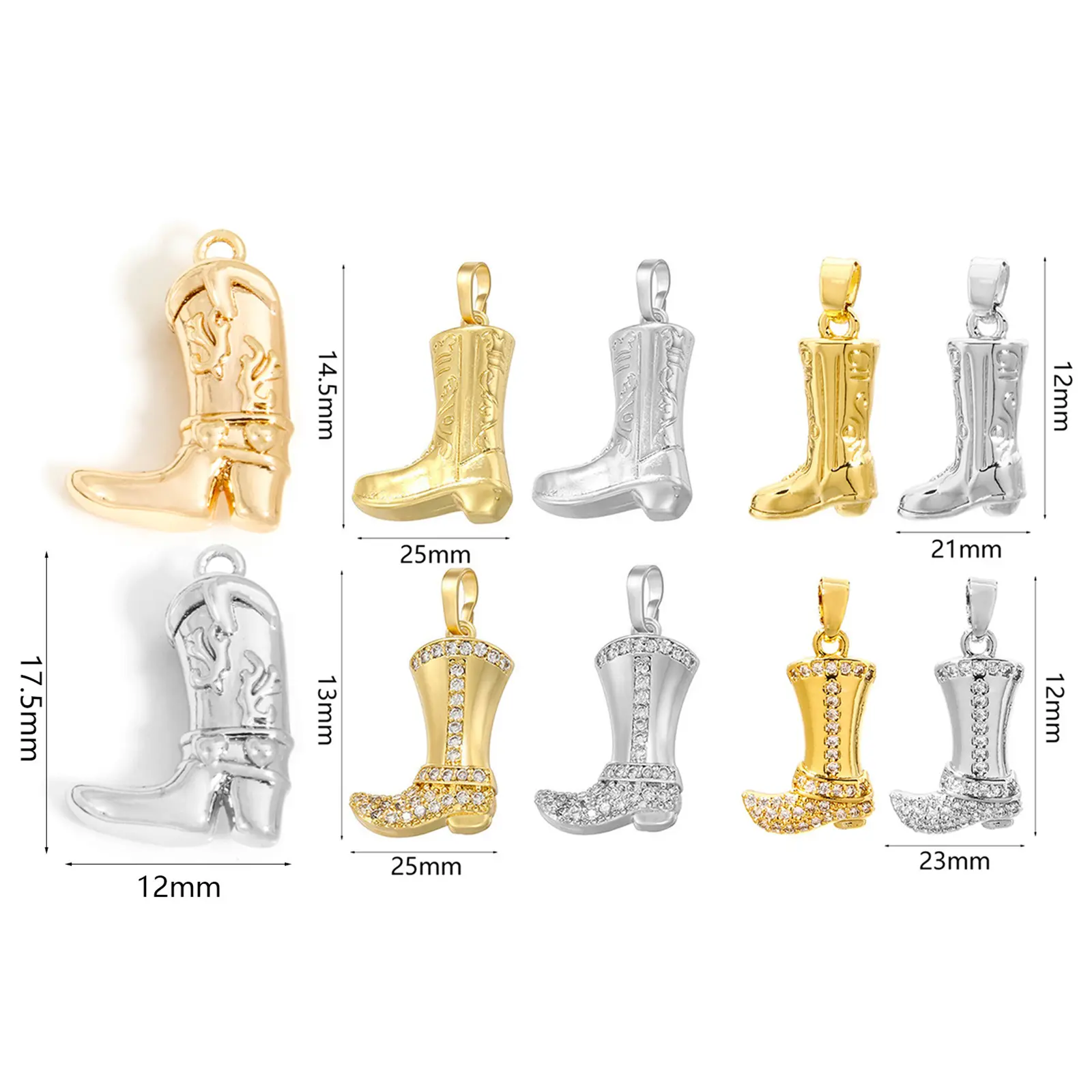 1/2 Piece Brass West Cowboy Charms Pendants 18K Gold Color Boots Horseshoe For DIY Making Supply Necklace Jewelry Findings