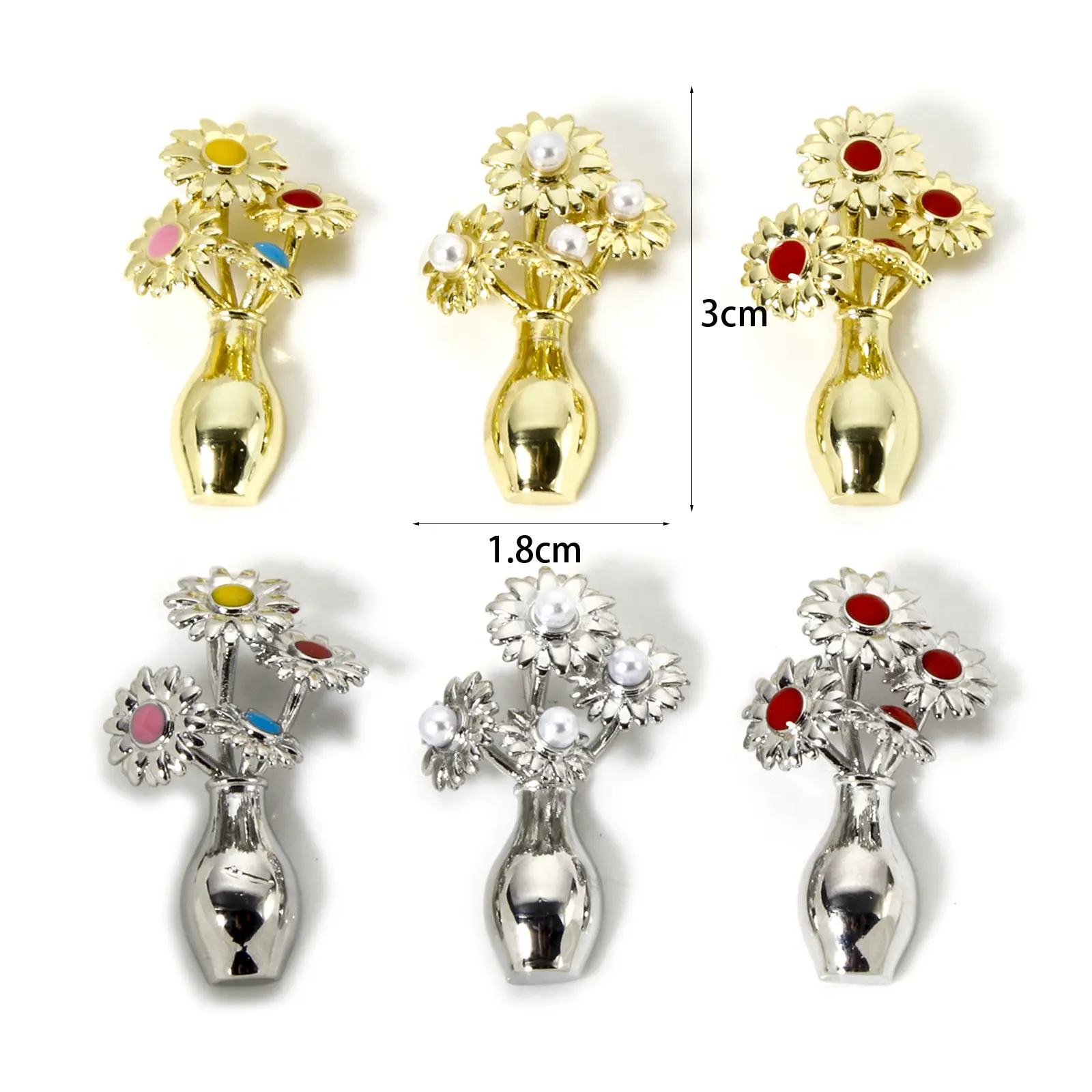 1 Piece Brass Flora Collection Pendants Multicolor Sunflower Flower Vase Pendant For Necklace Jewelry Making 3cm x 1.8cm