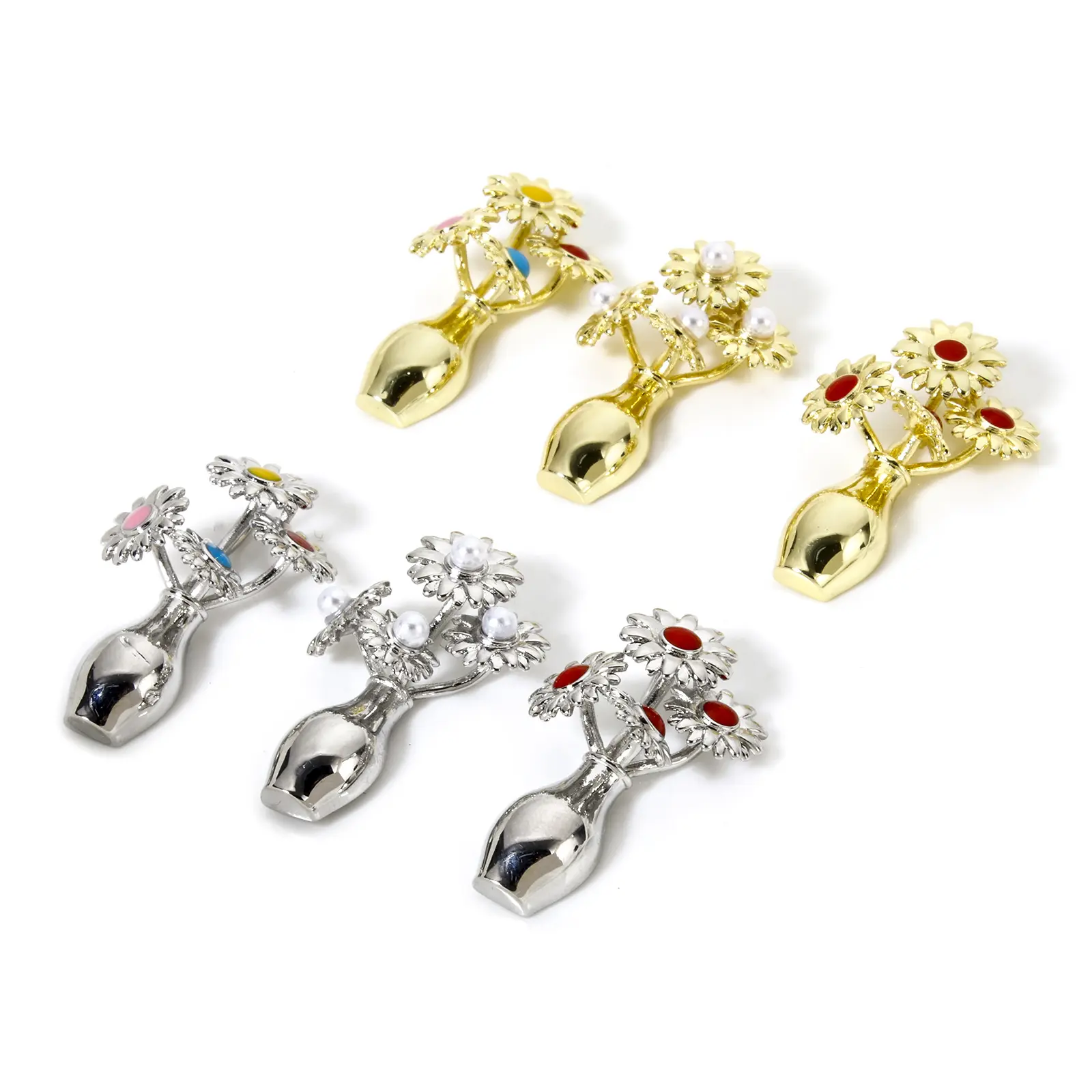 1 Piece Brass Flora Collection Pendants Multicolor Sunflower Flower Vase Pendant For Necklace Jewelry Making 3cm x 1.8cm