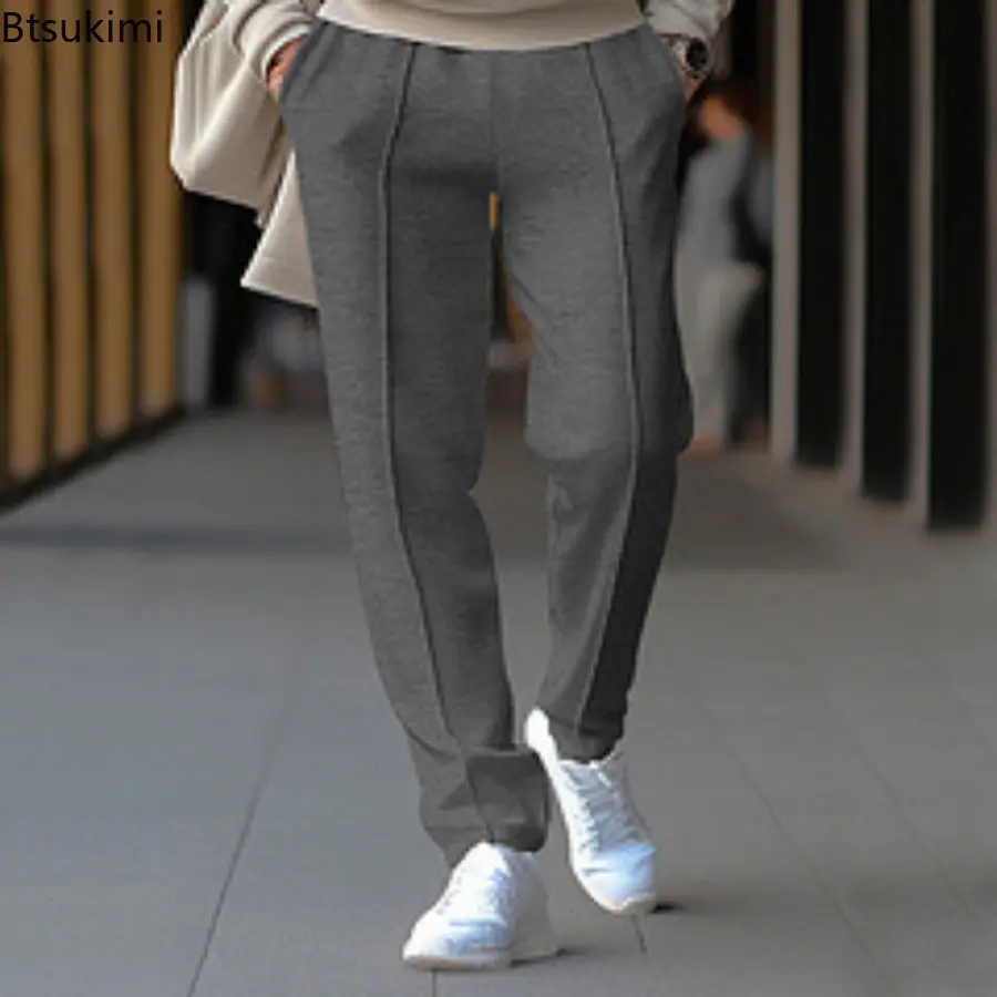 2025 New Men's Waffle Casual Pants Fashion Solid Loose Sport Trousers Men Trend Versatile Straight Pants Joggers Sweatpants Male