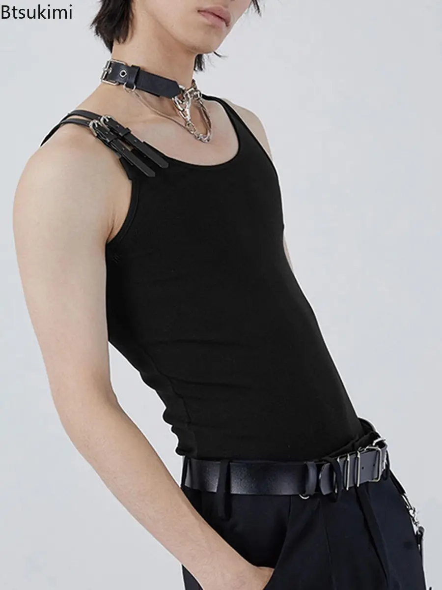 Hip Hop Streetwear Men's Sexy Cotton Tank Tops Fashion Sleeveless Solid T-shirt Tops Summer Fitness Tight Sport Casual Vest Tees