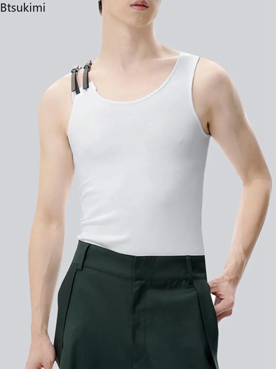 Hip Hop Streetwear Men's Sexy Cotton Tank Tops Fashion Sleeveless Solid T-shirt Tops Summer Fitness Tight Sport Casual Vest Tees