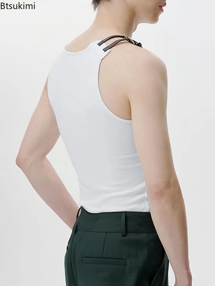 Hip Hop Streetwear Men's Sexy Cotton Tank Tops Fashion Sleeveless Solid T-shirt Tops Summer Fitness Tight Sport Casual Vest Tees