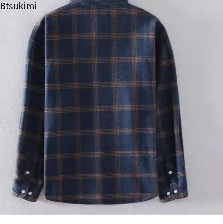 2025 Retro Style Men's Classic Plaid Print Casual Shirt Coats Fashion Loose Casual Long-sleeves Lapel Blouses Men Versatile Tops