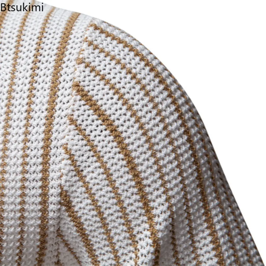Summer New Knitted Short-sleeved POLO Shirt Men Striped Single-breasted Tops Fashionable Business Casual Male Shirts Clothing