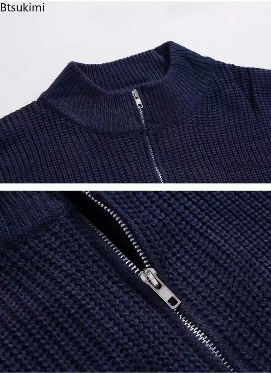 2025 Spring and Autumn Loose Fashion Korean Style Stand Collar Half Zipper Sweater Men's Temperament Versatile Knitted Sweater