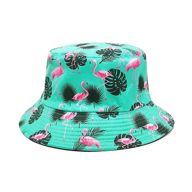 2025 Panama Bucket Hats Animal Flamingo Print Fisherman Hat Summer Sun Hats For Women Men Reversible Fishing Cap