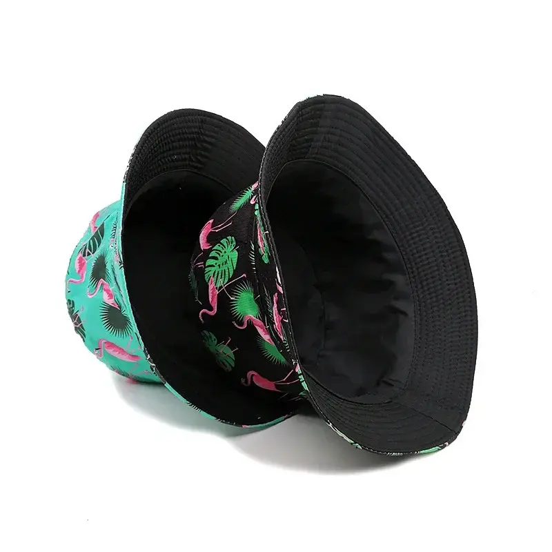 2025 Panama Bucket Hats Animal Flamingo Print Fisherman Hat Summer Sun Hats For Women Men Reversible Fishing Cap