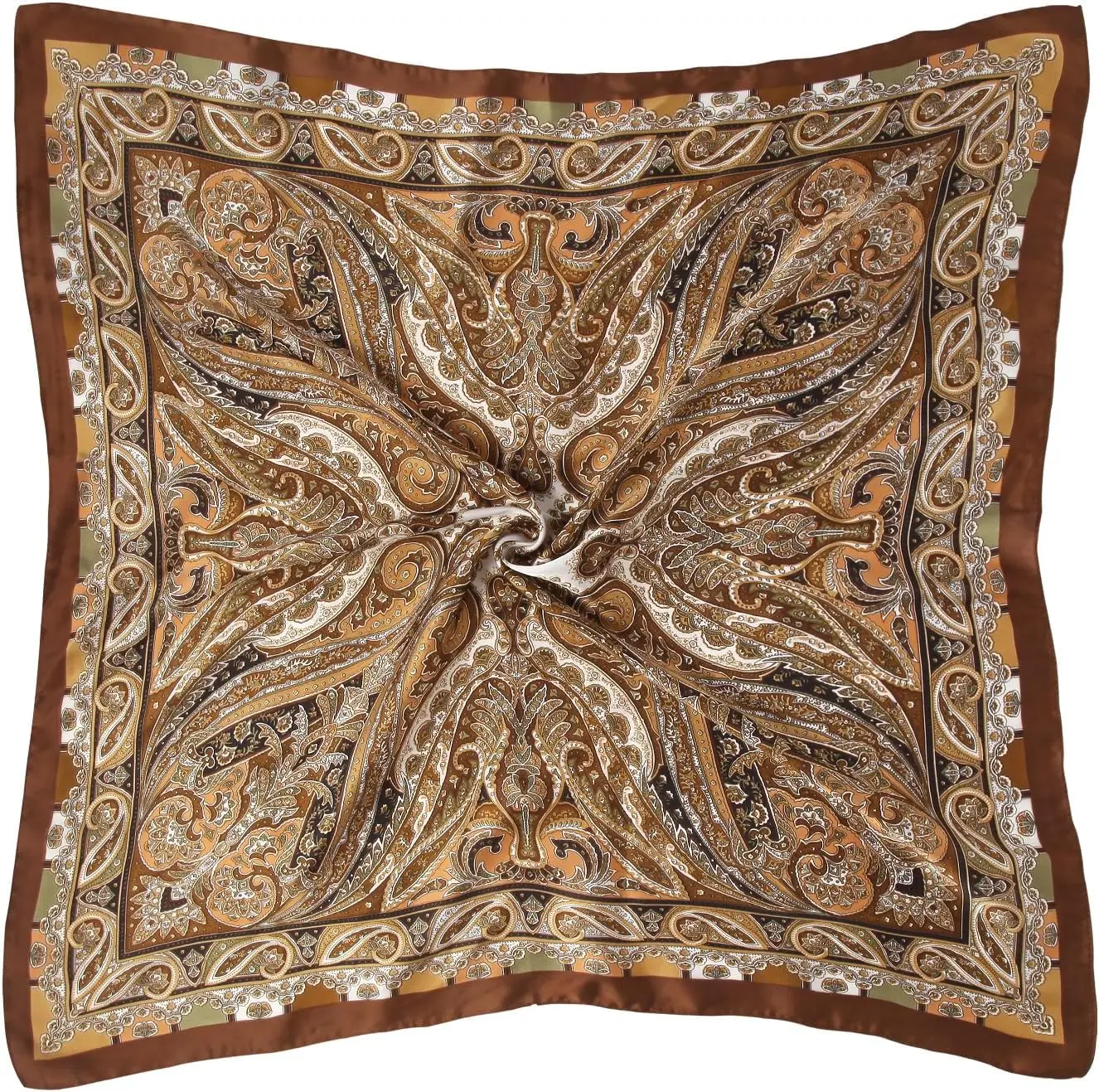 1 Pcs 27.5 Inches Satin Head Scarf Silk Like Hair Scarf Stain Bandana Hair Wrap Neck Scarf for Women(Brown)