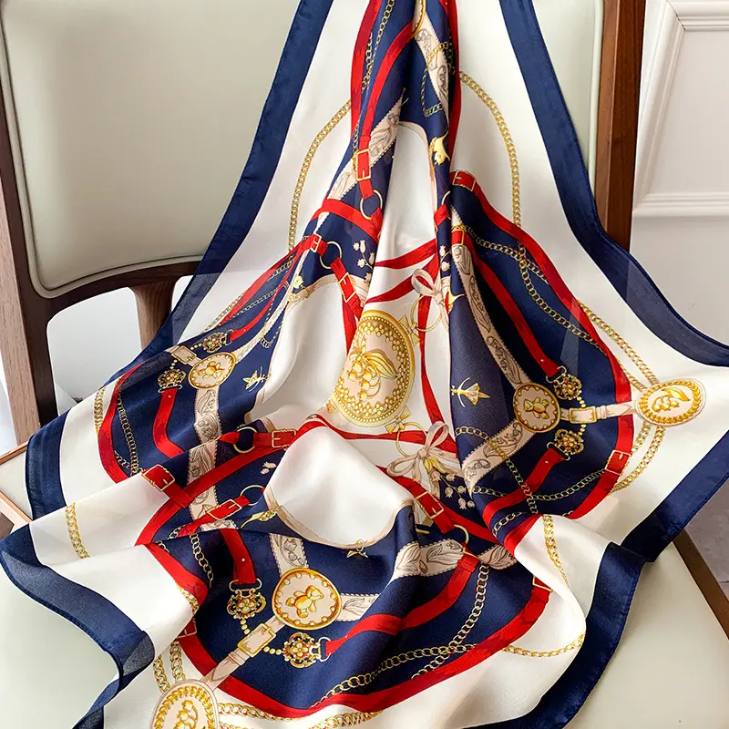 Luxury 70cm Square Silk Scarf for Women Hijab Hair Bands Neckerchief Female Shawl Ribbon Headband Fashion Wraps Bandana