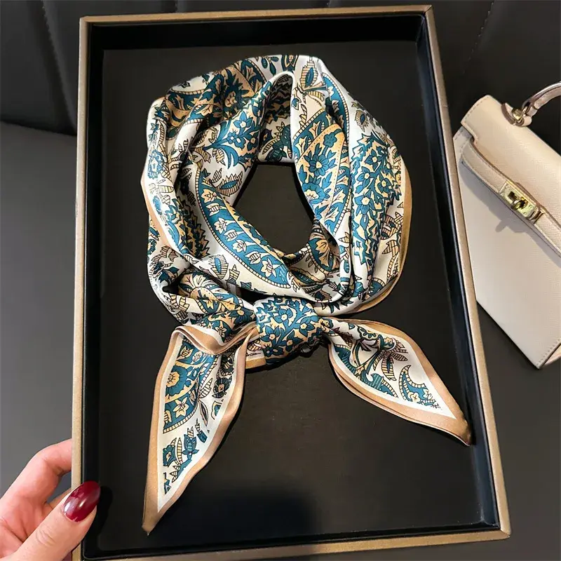 2025 Spring Scarf Women New Design Print Silk Feeling Hairbands Foulard Neckerchief Lady Long Skinny Ribbon Bag Ties