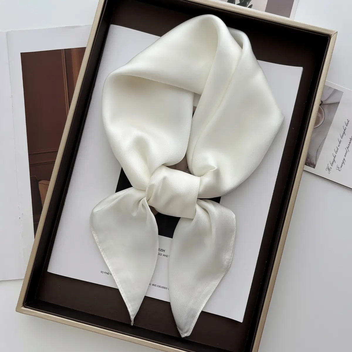 70cm Small Square Scarf Soft Satin Headscarf Geometric Print Neck Protection Fashionable Versatile Neck Warmer Scarf