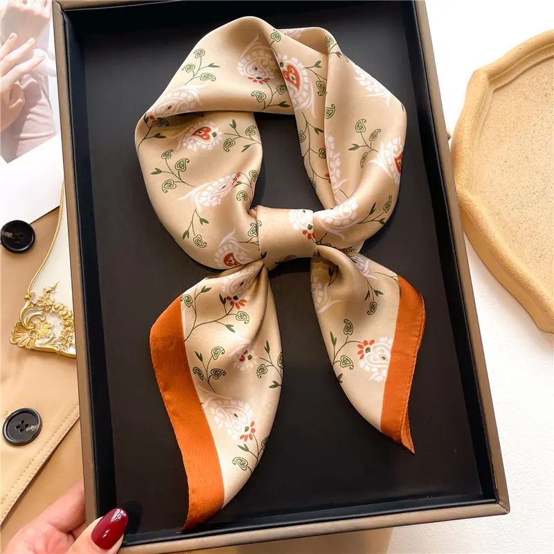70x70cm Square Scarf Women Imitation Silk Hairbands Foulard Women Bandands Kercheif Shawls Wraps Small Hijab