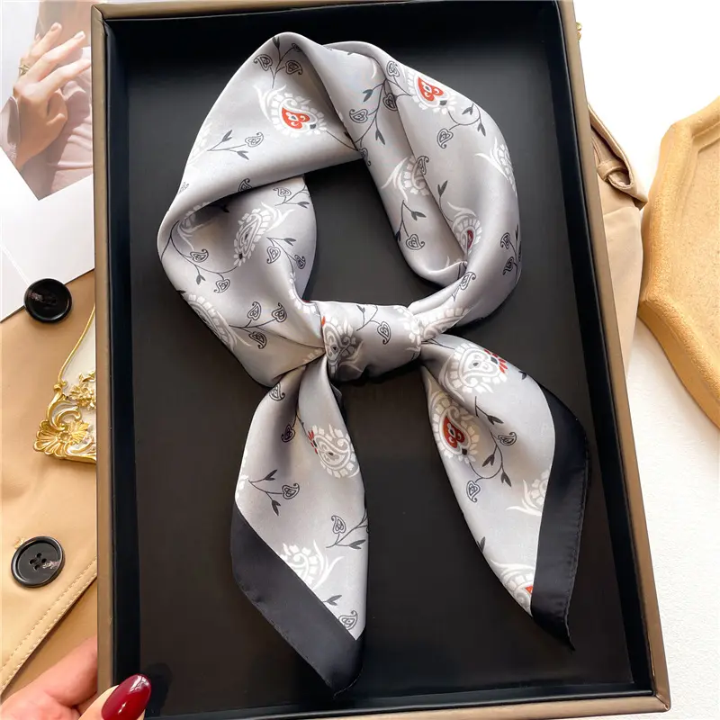 70x70cm Square Scarf Women Imitation Silk Hairbands Foulard Women Bandands Kercheif Shawls Wraps Small Hijab