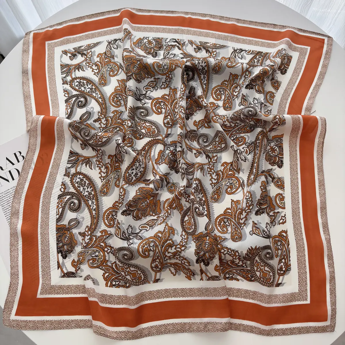 Luxury Paisley Print Shawl Square Scarf for Women Soft Satin Wraps Neckerchief Female Hair Bands Ribbon Headband Bandana