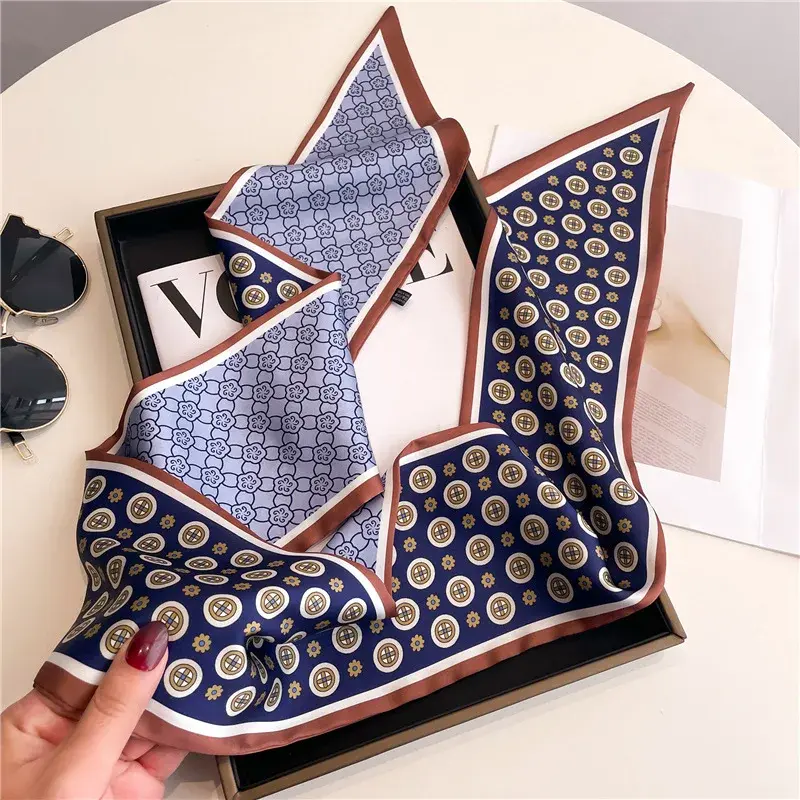 Fashion Print Hair Ribbon Scarf Women Neck Tie Bag Scarfs Satin Silk Skinny Headscarves Ladies Foulard Floral Bands 2025New