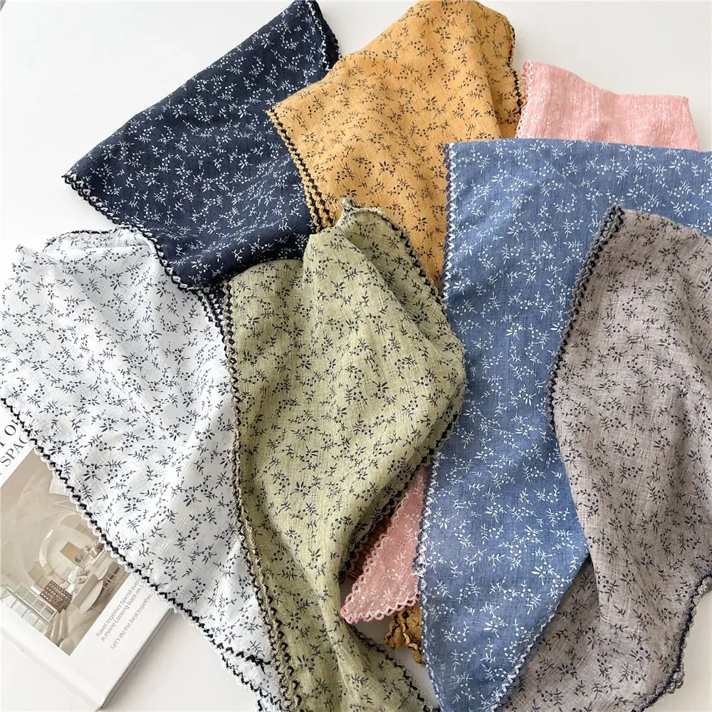 Simple Floral Scarves Triangle Headscarf Summer Outdoor Head Neck Sun Protective Scarf for Woman