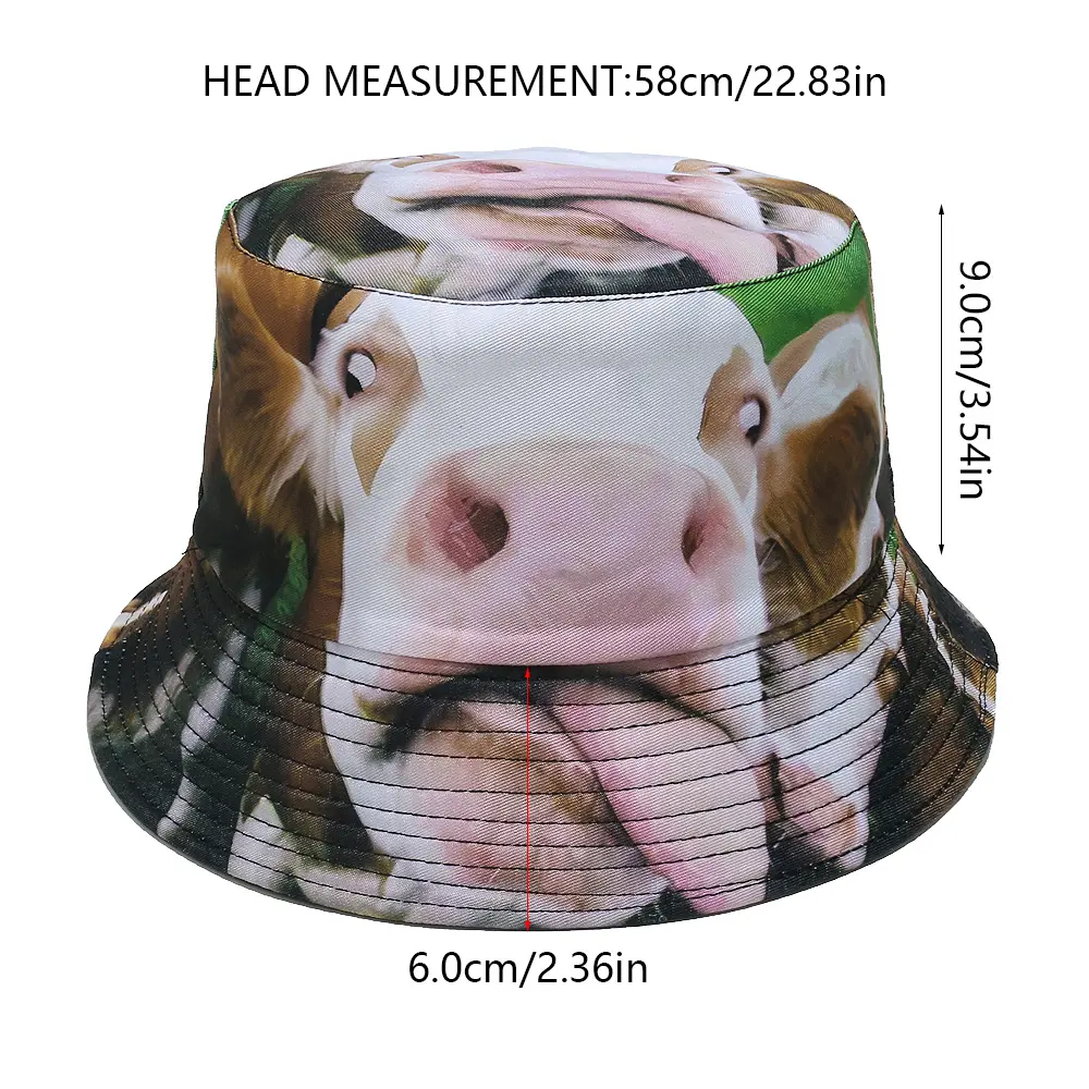 Blue Bucket Hat Cartoon Fisherman Hats Print Panama Cap Double Sides Reversible Caps For Men Women Unisex Summer Outdoor