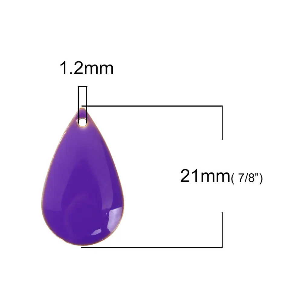 DoreenBeads Enamelled Sequins Charms Copper Multicolor Drop Unplated Enamel Pendants DIY Jewelry Making 21mm x 13mm, 10 PCs