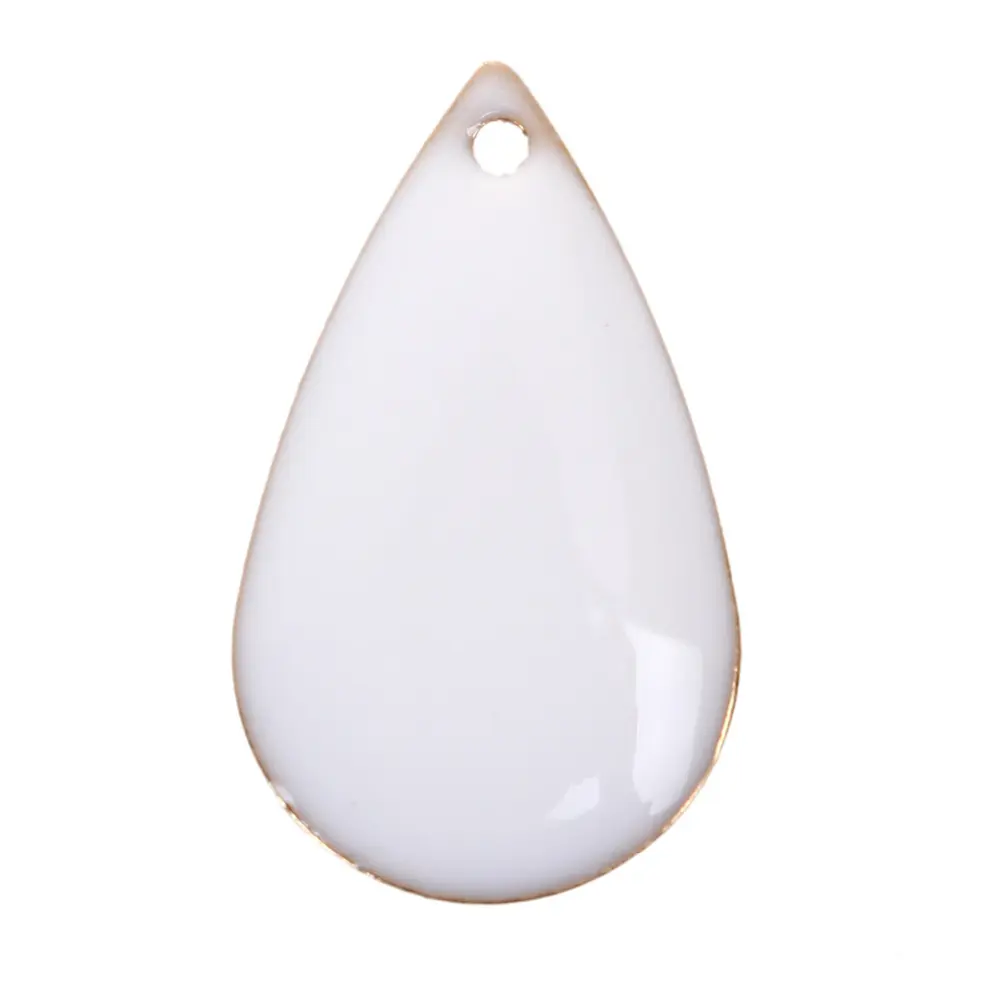 DoreenBeads Enamelled Sequins Charms Copper Multicolor Drop Unplated Enamel Pendants DIY Jewelry Making 21mm x 13mm, 10 PCs