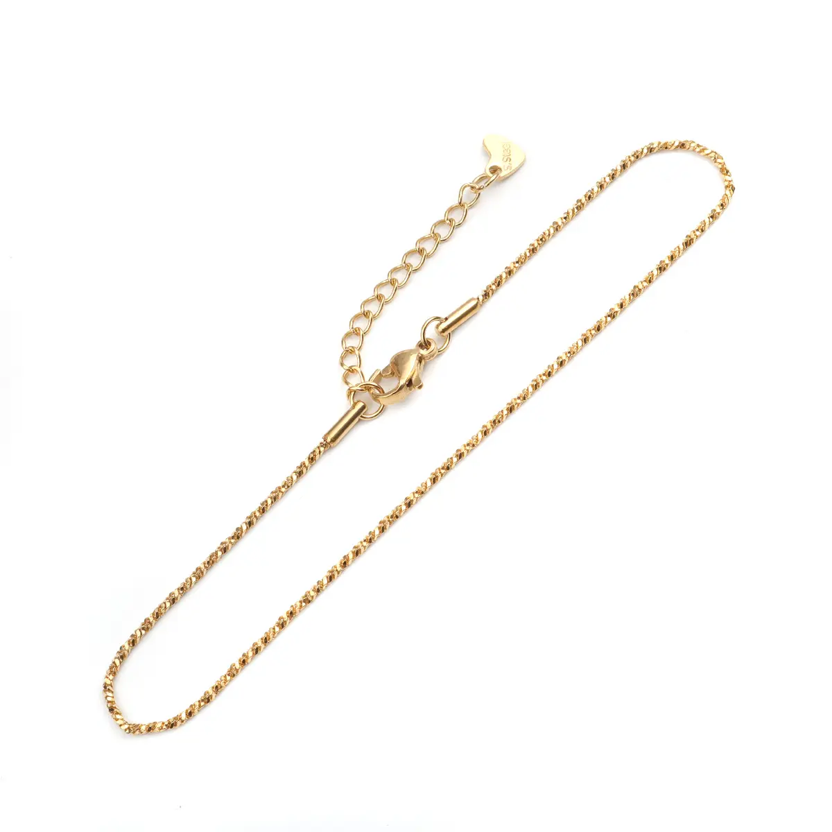 304 Stainless Steel Anklet Gold Color Chain Anklets Summer Beach Party Barefoot Jewelry Show For Women 23.5cm(9 2/8") long,1 PCs