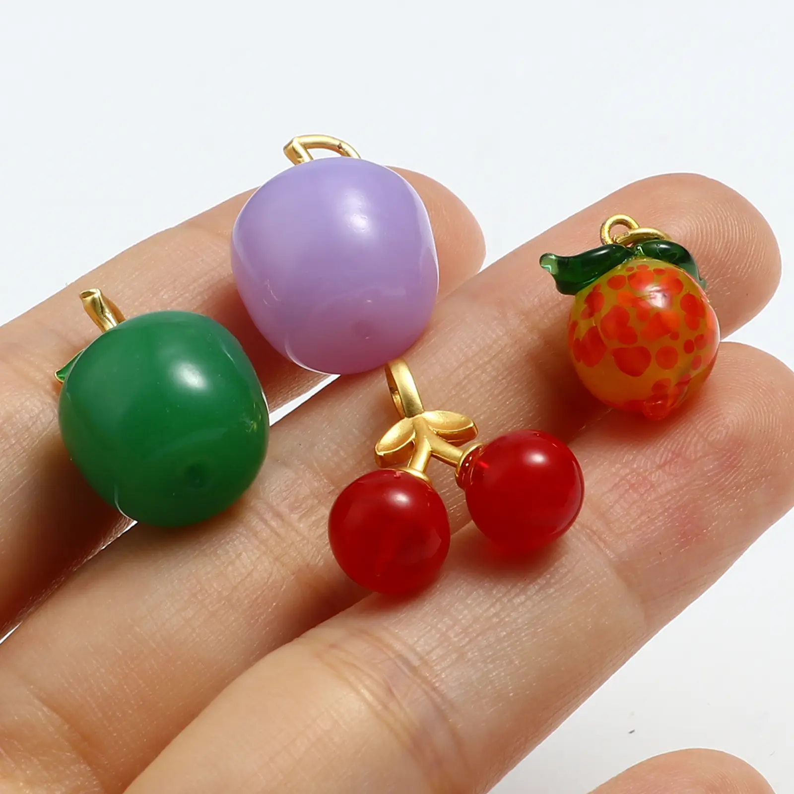 2PCs 3D Fruit Charms Pendant Apple Style Colorful Pendant For Necklace DIY Pendant Anklet Earrings Necklace DIY Making Findings