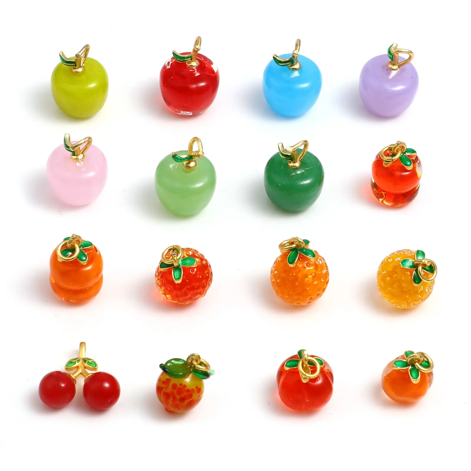 2PCs 3D Fruit Charms Pendant Apple Style Colorful Pendant For Necklace DIY Pendant Anklet Earrings Necklace DIY Making Findings
