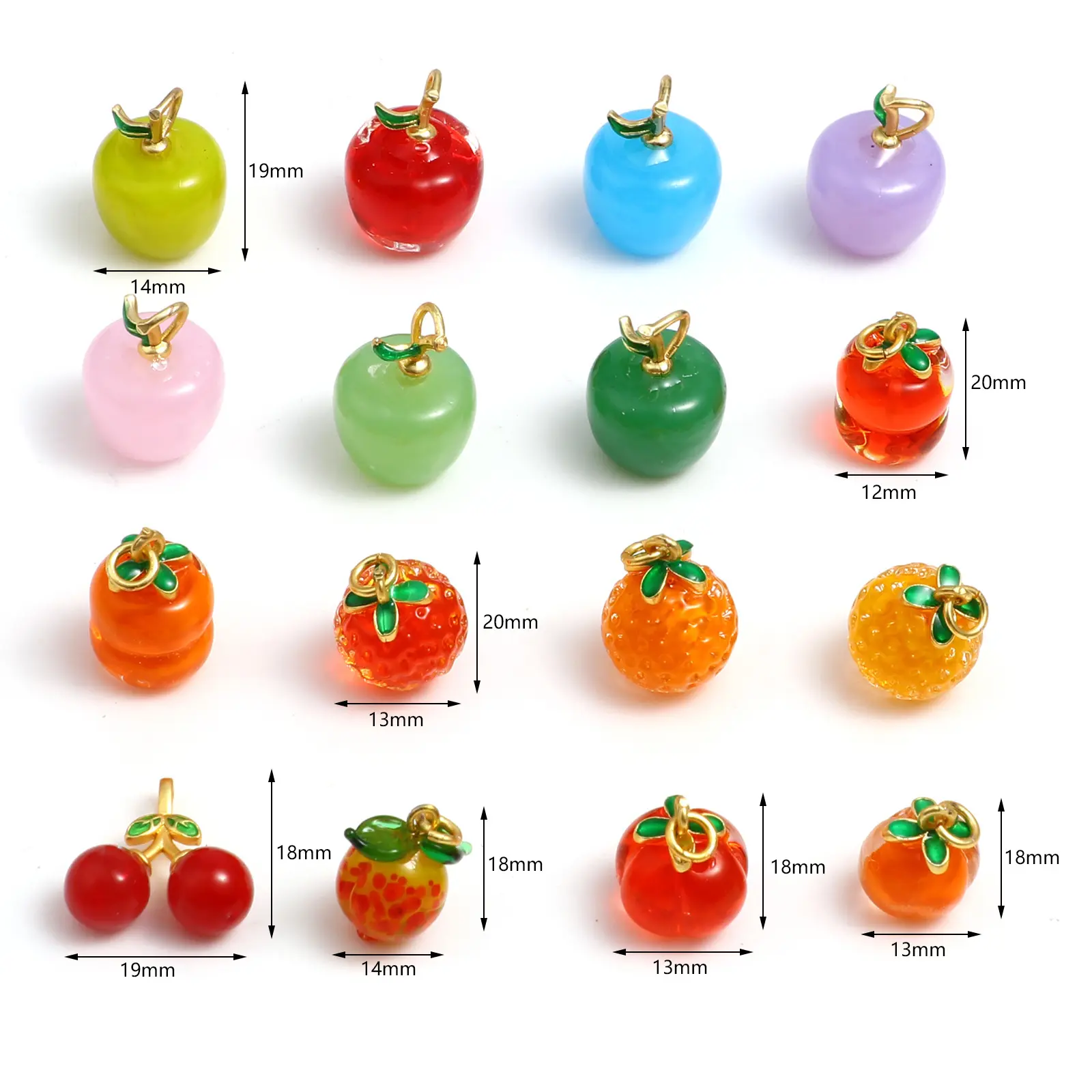 2PCs 3D Fruit Charms Pendant Apple Style Colorful Pendant For Necklace DIY Pendant Anklet Earrings Necklace DIY Making Findings