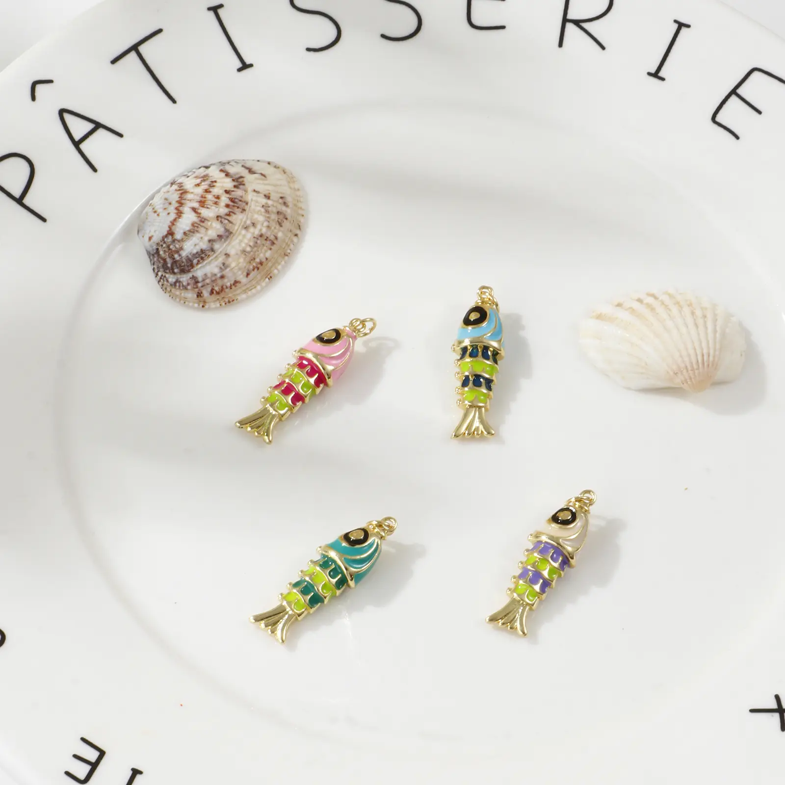 1 Piece Brass 3D Ocean Fish Jewelry Pendant 18K Real Gold Plated Multicolor Enamel Charm For DIY Necklace Bracelet 3.3cm x 1cm