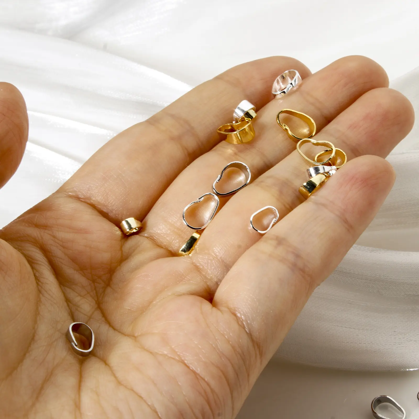 50 Piece Brass Pinch Bails Clasps Real Gold Plated Clasp Connectors Necklace Hooks For Jewelry Making Finding Parts Accessories