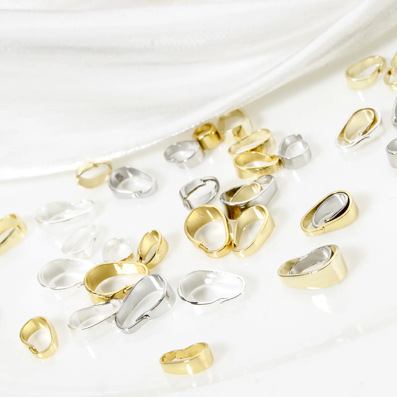 50 Piece Brass Pinch Bails Clasps Real Gold Plated Clasp Connectors Necklace Hooks For Jewelry Making Finding Parts Accessories