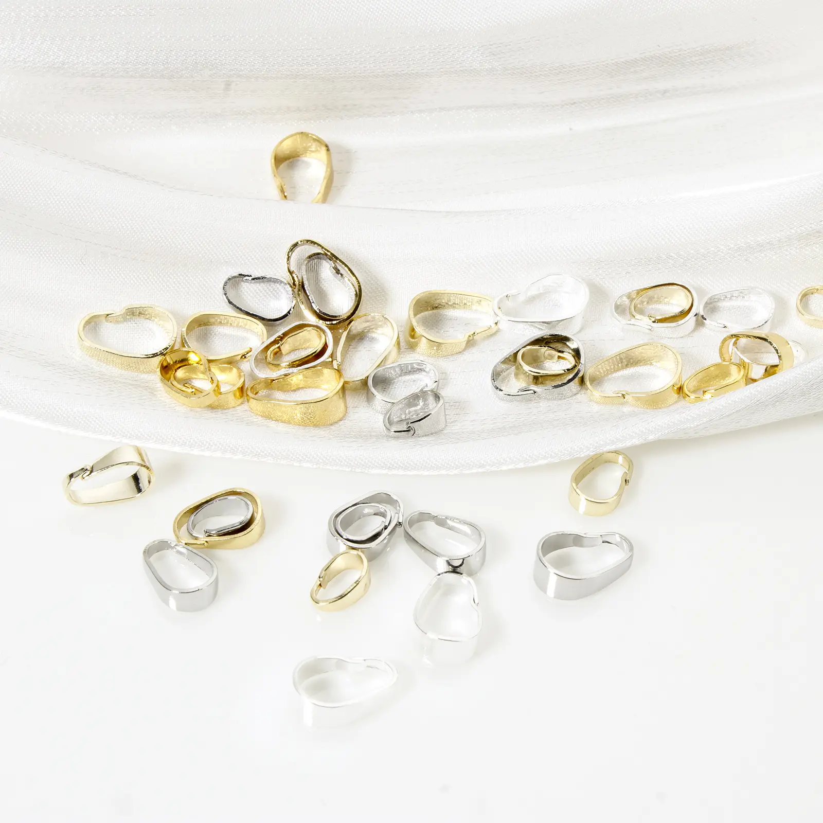 50 Piece Brass Pinch Bails Clasps Real Gold Plated Clasp Connectors Necklace Hooks For Jewelry Making Finding Parts Accessories