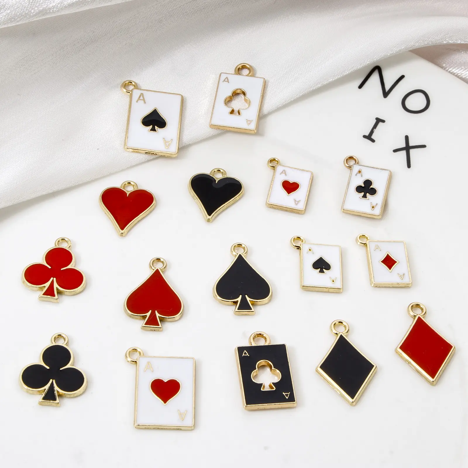 20Pcs Creative Black Poker/ Paper Card Charms Red Color Game Card Pendant For Jewelry Making Earrings Necklace DIY Findings
