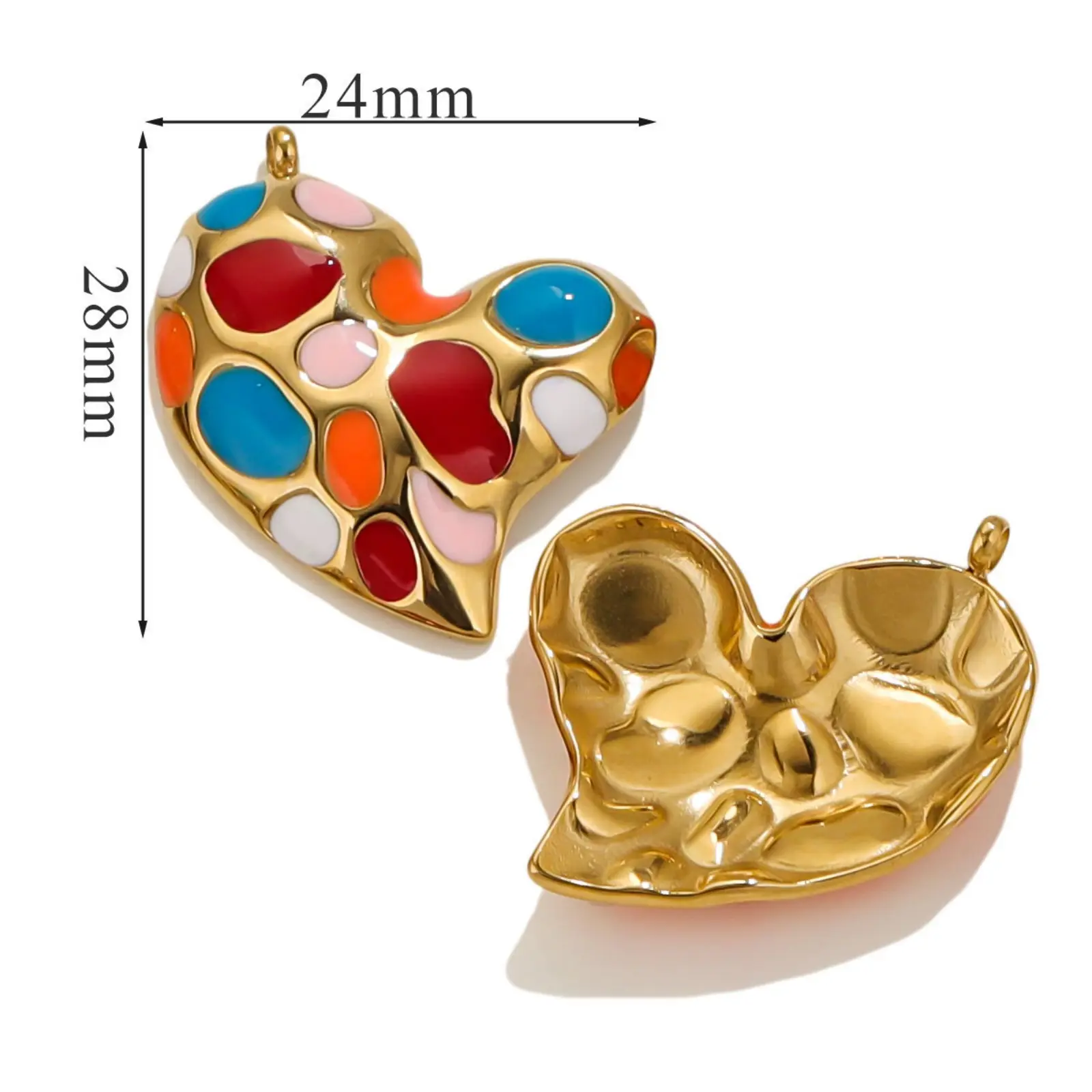 304 Stainless Steel Heart Charms 18K Gold Plated Valentine's Day Pendants For Jewelry Making Necklace DIY Findings 28 x 24mm,1pc