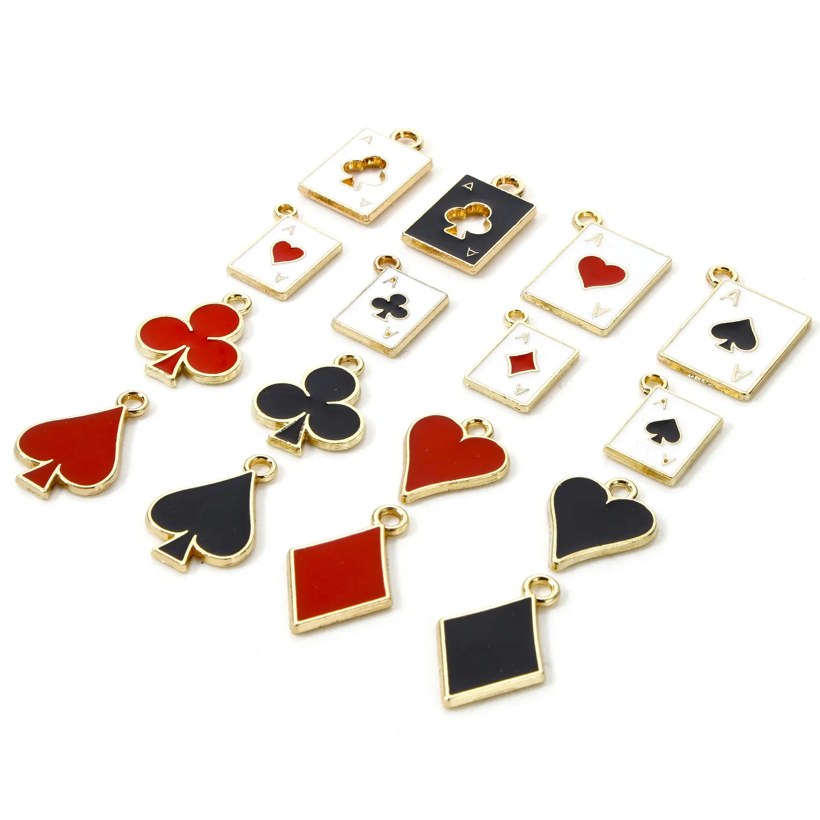 20Pcs Creative Black Poker/ Paper Card Charms Red Color Game Card Pendant For Jewelry Making Earrings Necklace DIY Findings