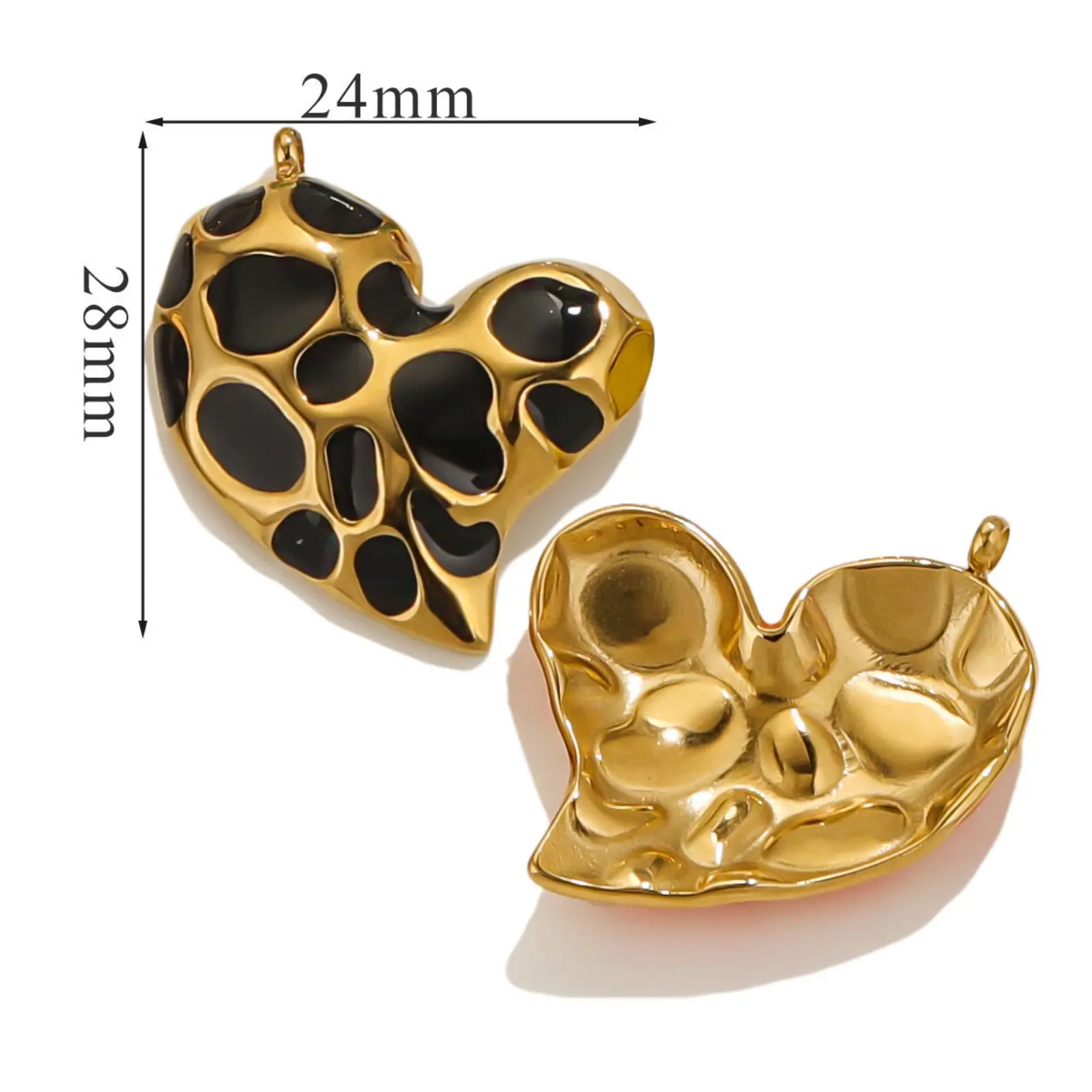 304 Stainless Steel Heart Charms 18K Gold Plated Valentine's Day Pendants For Jewelry Making Necklace DIY Findings 28 x 24mm,1pc