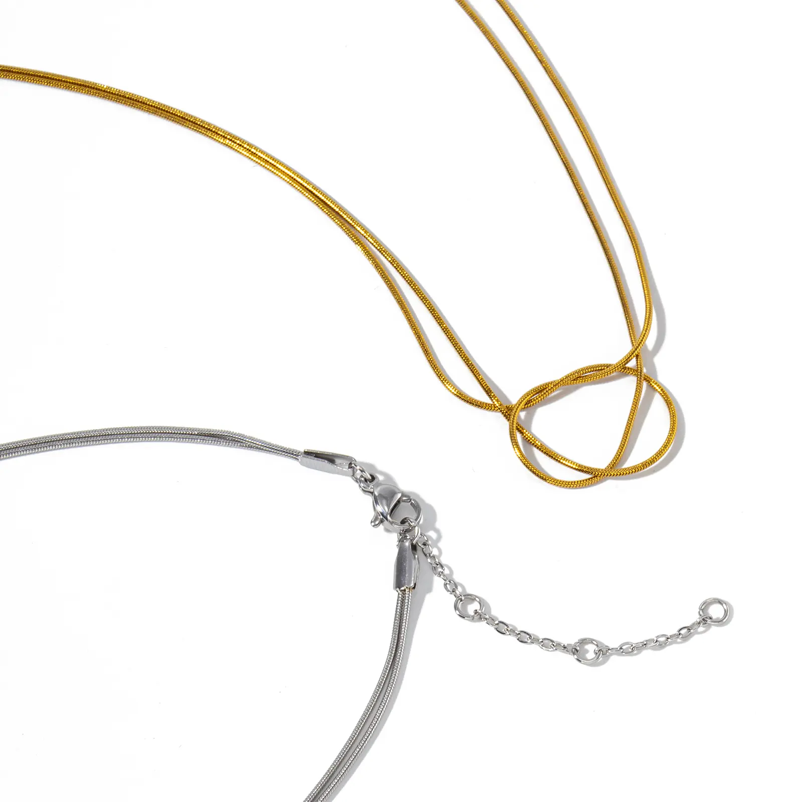 Elegant Choker 304 Stainless Steel Knotted Snake Chain Multilayer Necklace For Women Minimalist Party Gift