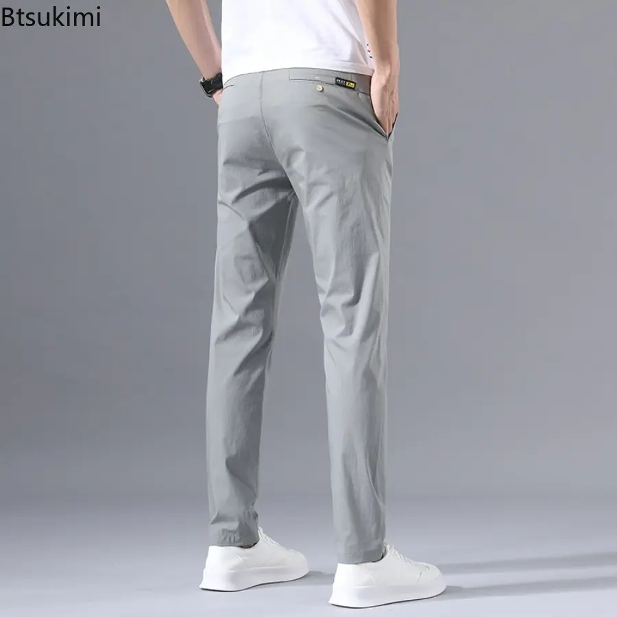 Fashion New Men's Classic Business Casual Pants Solid Color Loose Cotton Straight Trousers Men Comfort All Match Pants Plus Size