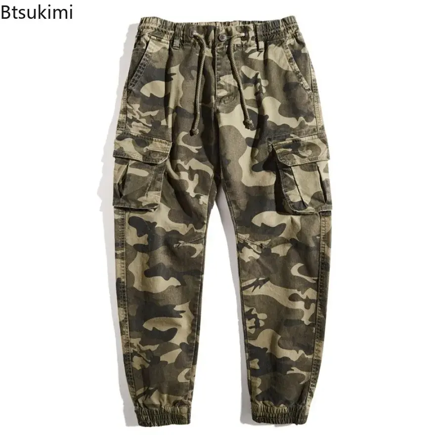2025 New Men's Camouflage Cargo Pants Outdoor Tactical Jogger Pants Trend Streetwear Casual Cotton Sweatpants with Multi-pockets