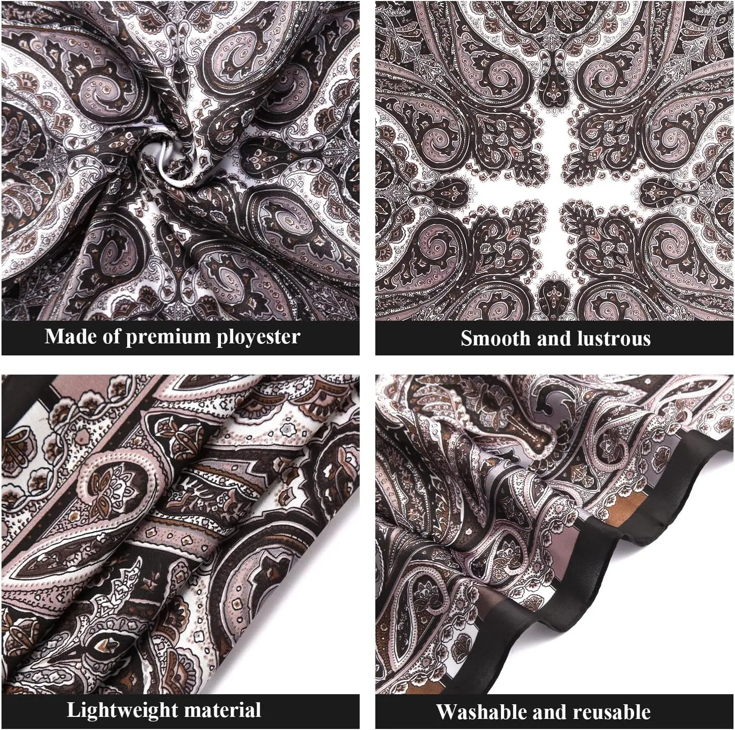 1 Pcs  Satin Head Scarf Silk Like Hair Scarf Stain Bandana Hair Wrap Neck Scarf for Women(Black)