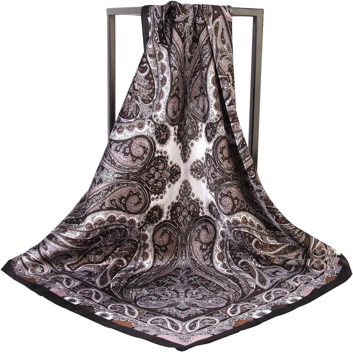 1 Pcs  Satin Head Scarf Silk Like Hair Scarf Stain Bandana Hair Wrap Neck Scarf for Women(Black)