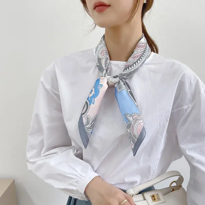 70cm Hair Print Silk Feeling Scarf For Women Fashion NeckTie Hand Bag Foulard Wrist Kerchief Shawl Wraps Hajib Lady