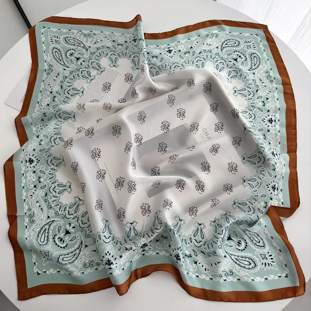 Luxury Paisley Print Female Satin Neck Scarf Square Hair Scarves Foulard Head Band Shawls Wraps Neckerchief Bandana Women