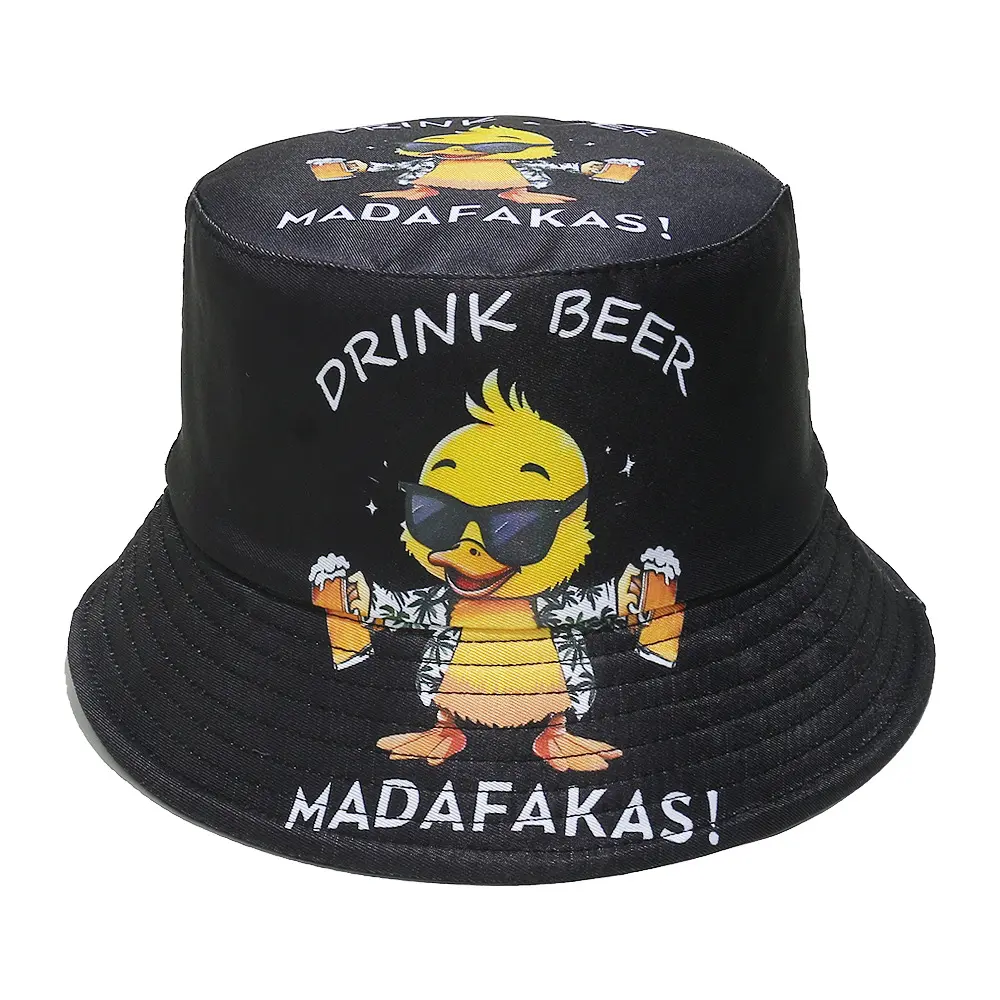 Gun Duck Pattern Bucket Hat Cartoon Printing Fisherman Hats Location Design Panama Cap Caps For Adult Outdoor Sunshade Hot