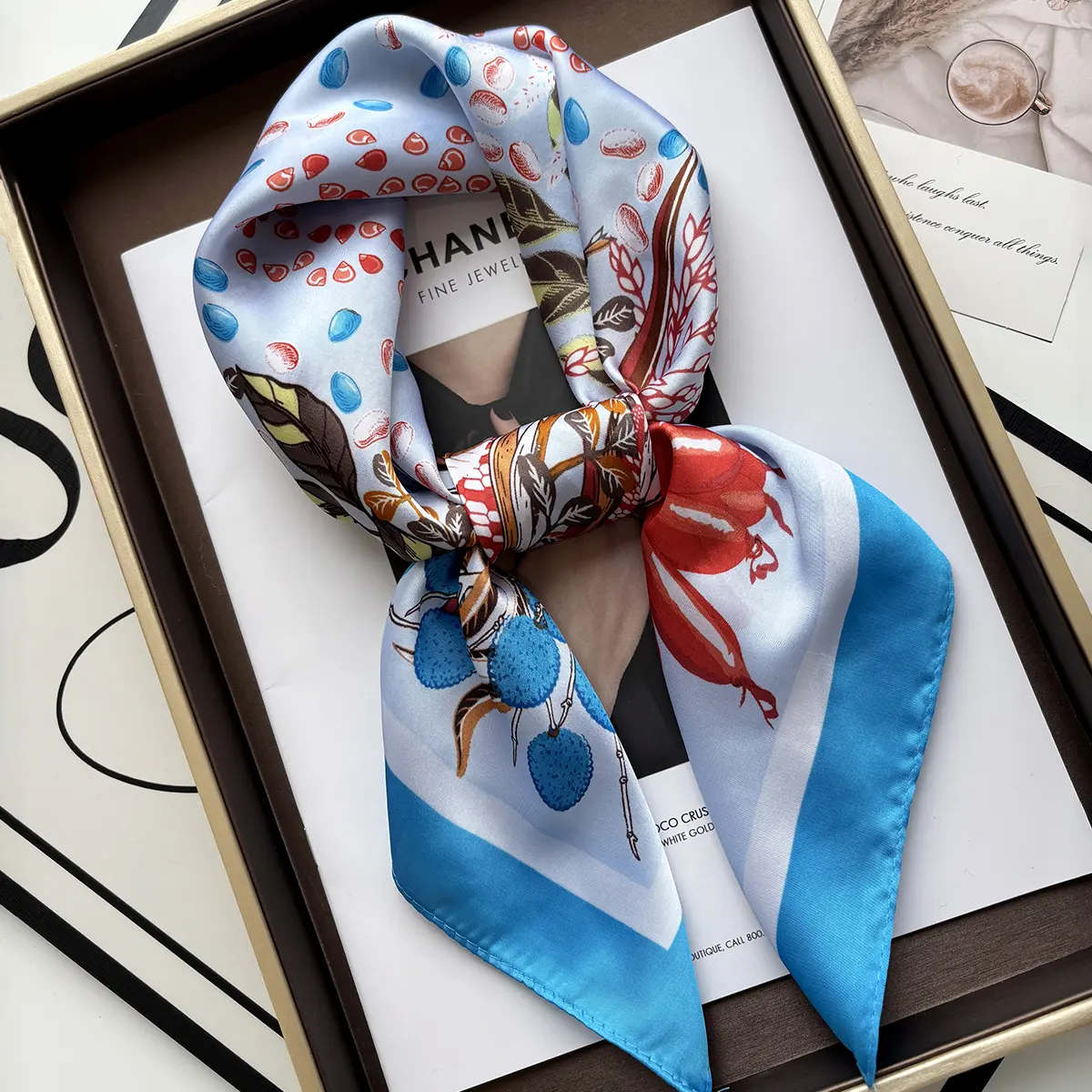 New Literary Fashionable Bandana Imitation Silk 70*70cm Temperament Square Scarves Women Spring/Summer Soft Satin Scarf